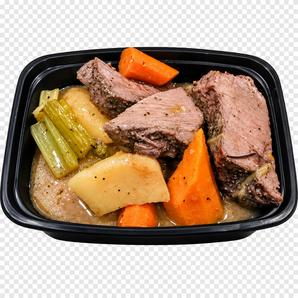Background-removed pot roast photo in progress