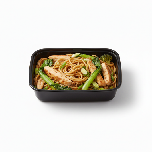 Chicken Lo Mein in black container
