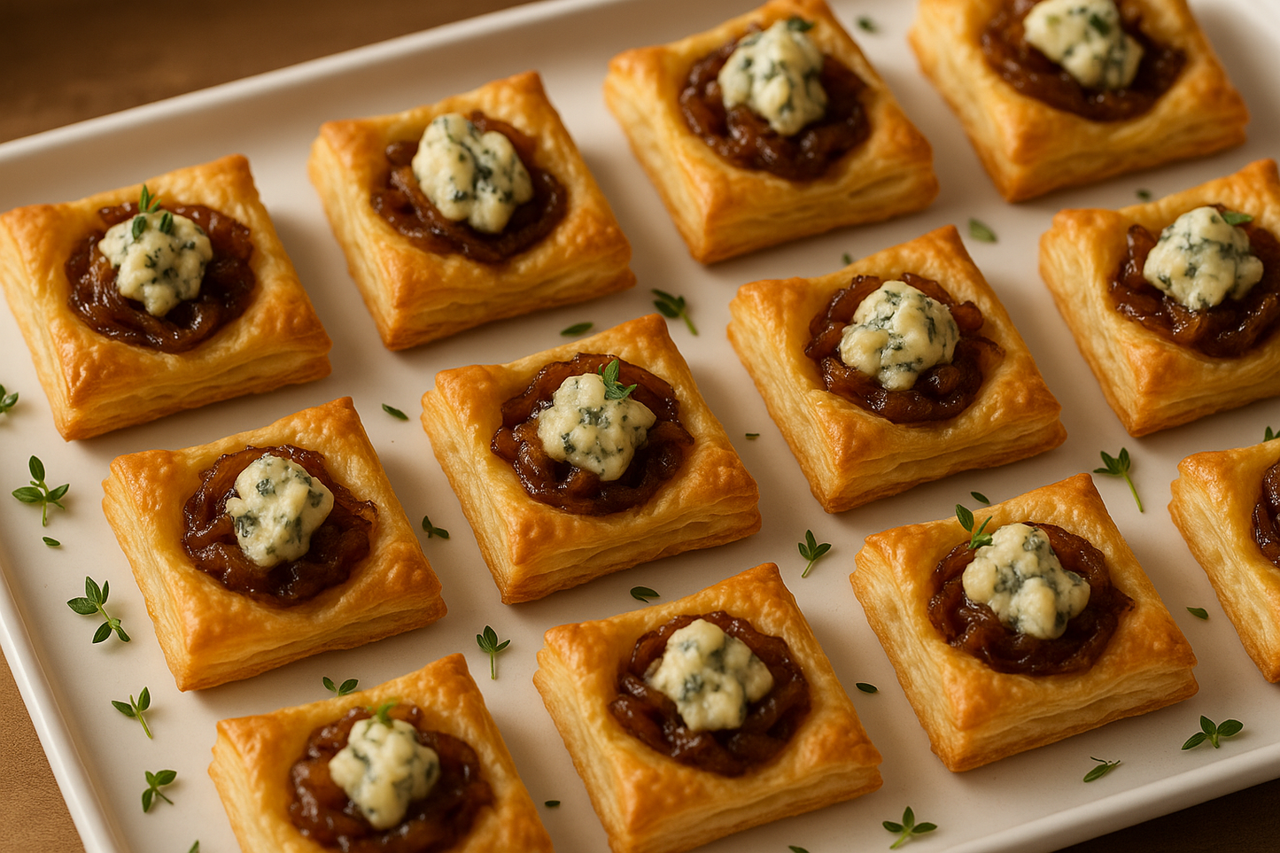 Caramelized Onions and Bleu Cheese Puffs