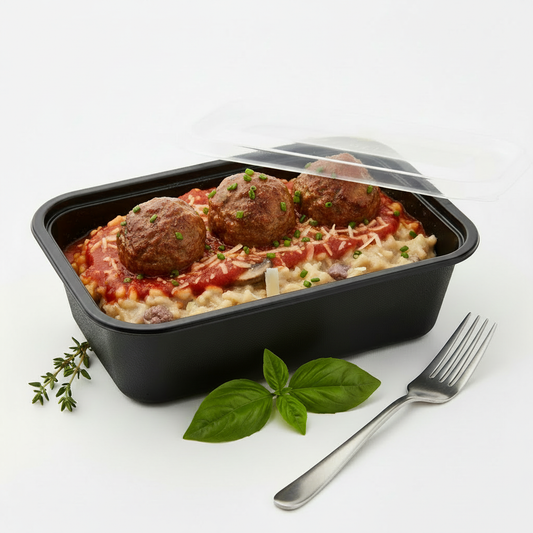 Mushroom and Cauliflower Risotto with meatballs - no logo