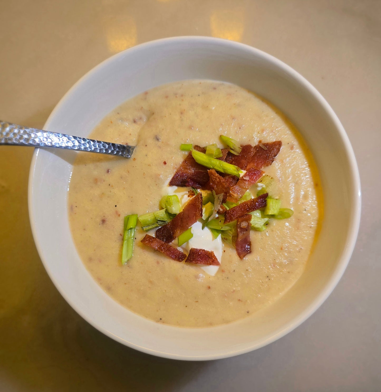 Potato and leek Soup with Bacon