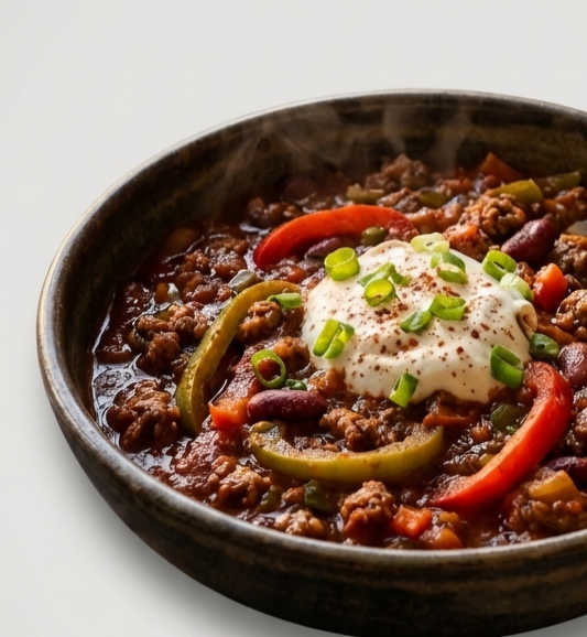 High-Protein Bison Chili with Bell Peppers and Kidney Beans