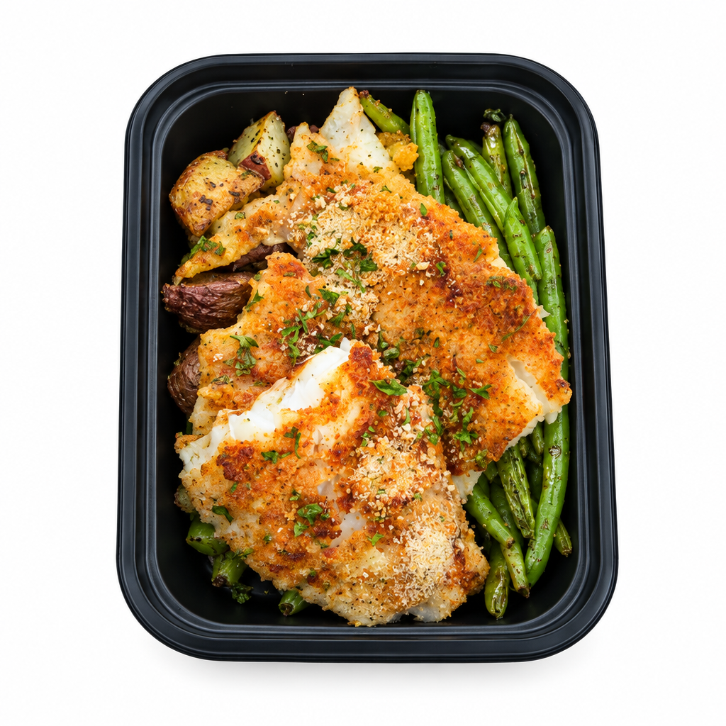 Square baked haddock photo in progress