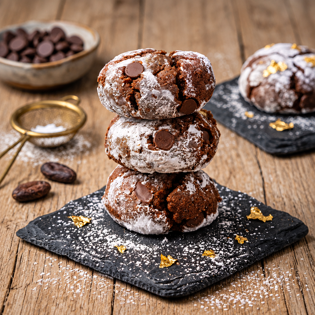 Square product photo of Flourless Chocolate Fudge Cookies